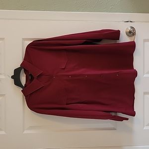 Plus size 24 Mossimo red wine button up blouse with 3/4 length sleeves